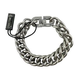 NWT Unisex Chunky Steel Time Stainless Steel Heavy Chain 6.25” Bracelet